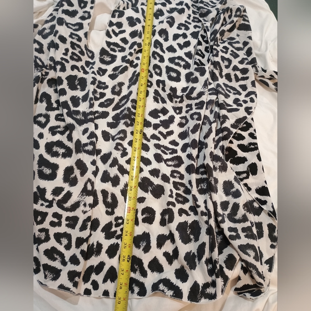 Giddy Up Glamor Leopard Print Waterfall Open Front Sleeveless Kimono Large - Picture 5 of 5